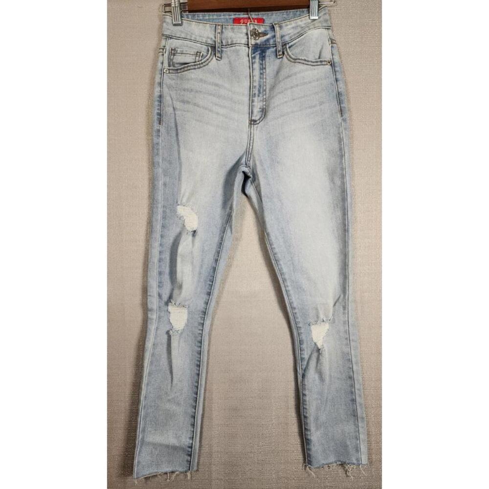 Guess Jeans Stretchy Curvy Women 25  RN62135 Distressed Skinny Jeans Medium Wash